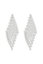 Mesh Pattern Diamond Drop Earrings, Rhodium-Plated Brass & Cubic Zirconia